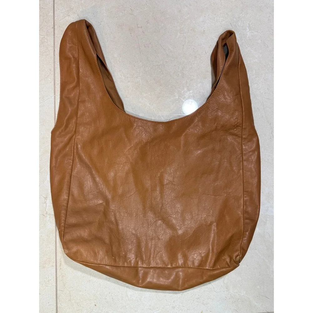 ECCO Genuine Leather Slouchy Hobo Shoulder Bag Cognac Brown